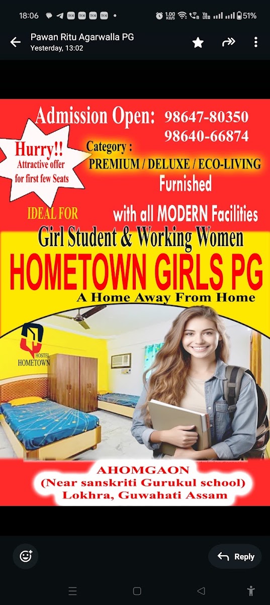 HOMETOWN PG HOSTEL FOR GIRLS – Girls PG in Guwahati preview photo 1